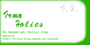 irma holics business card